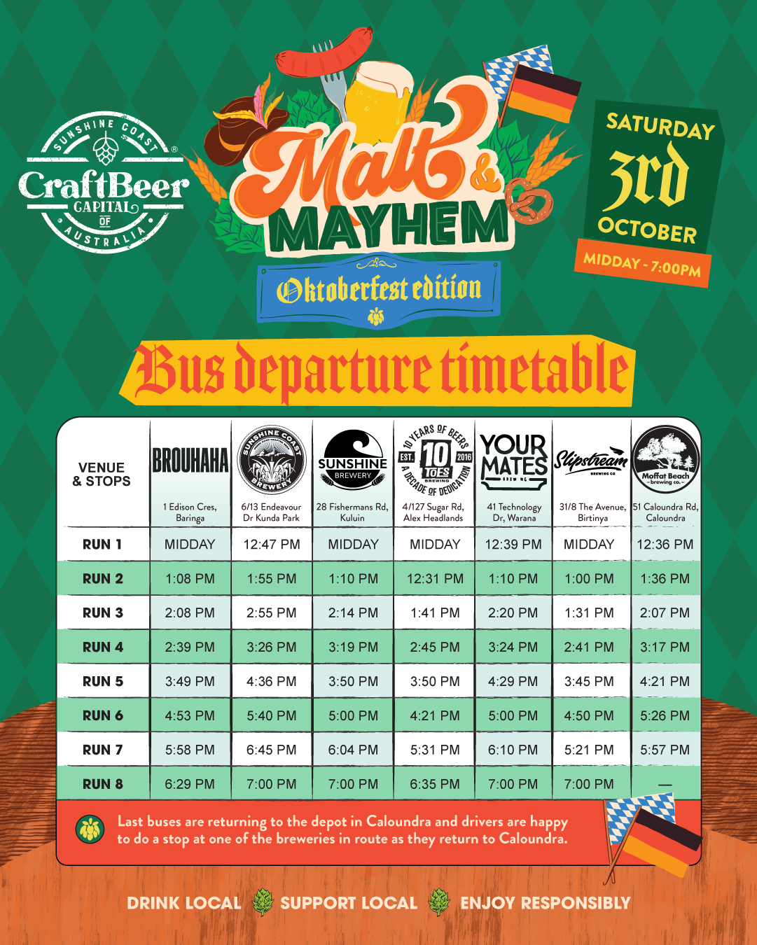 Oktoberfest bus timetable